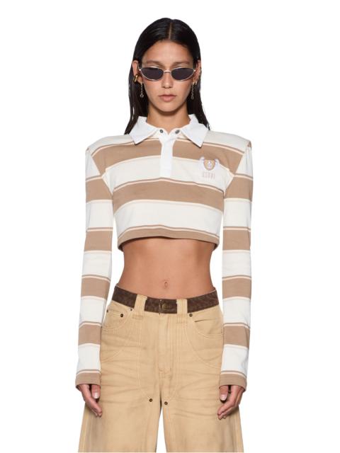 ACADEMY LS POLO SHIRT TAN STRIPE