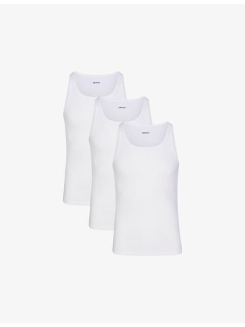 Ribbed slim-fit pack of three stretch-cotton tank tops