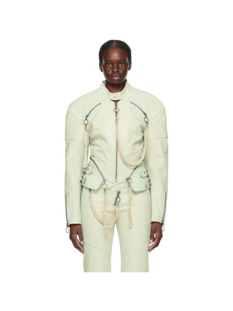 SSENSE Exclusive Blue Nihil Leather Jacket