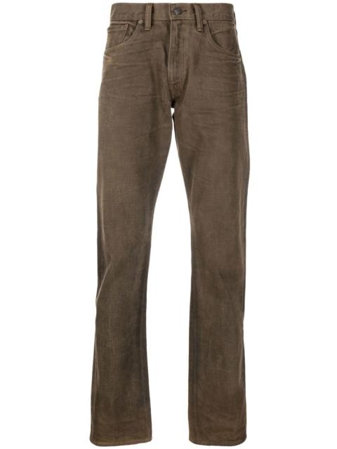 bleach-wash straight-leg jeans