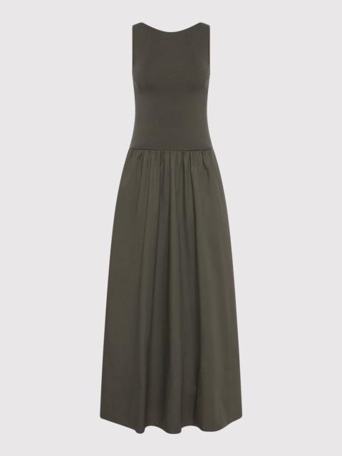 Bateau Cut Out Dress - Khaki