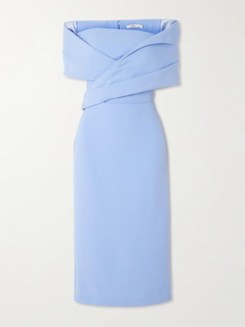 Iana Off-the-shoulder Draped Crepe Midi Dress