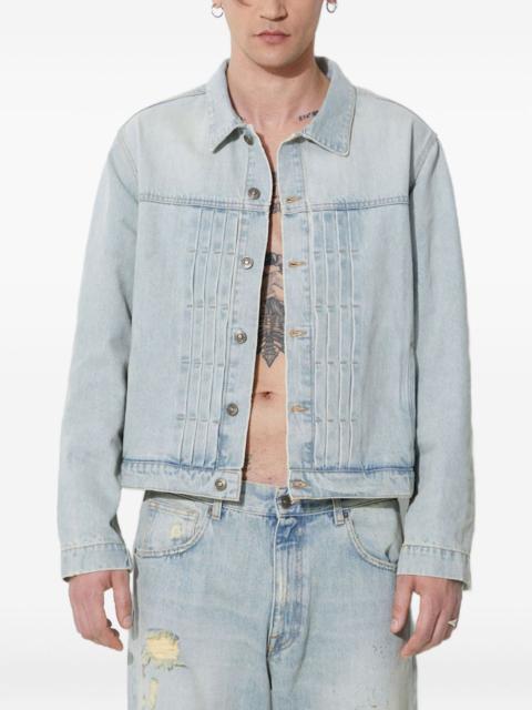 pleated-detail denim jacket