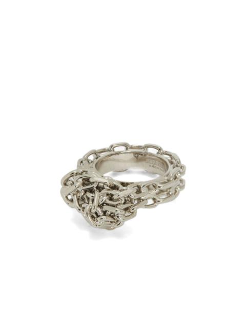engraved-logo knotted-chain-detail ring