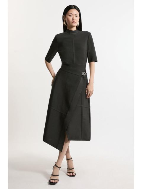 Figure Form Bandage Asymmetric Knit Midi Dress