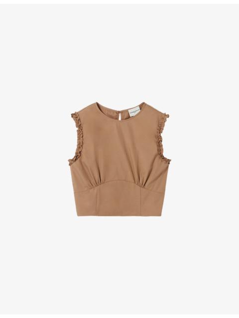Sleeveless Cropped Cotton-Blend Top