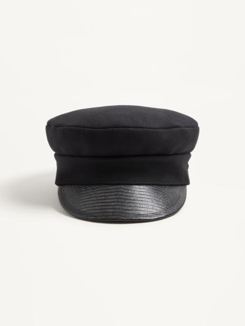 VLOGO SIGNATURE WOOL CAP WITH LEATHER VISOR