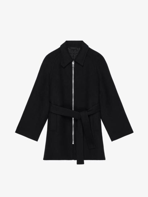4G DOUBLE-FACE OVERSIZED FIT BELTED COAT IN WOOL AND CASHMERE WITH ASYMETRICAL COLLAR