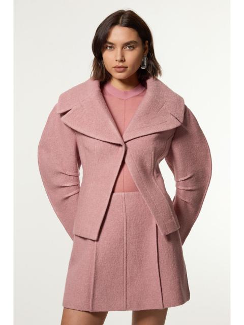 Textured Wool Blend Darted Tailored Mini Skirt