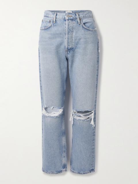 '90s Distressed Mid-rise Straight-leg Jeans