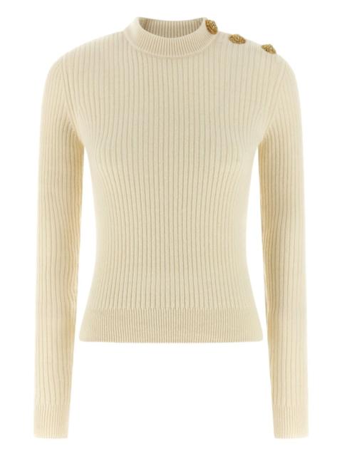 ribbed coin- button sweater