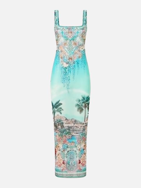 SQUARE NECK BEACH MAXI DRESS WITH LOW BACK