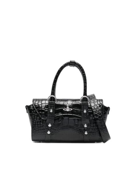 Bettina orb-plaque embossed satchel