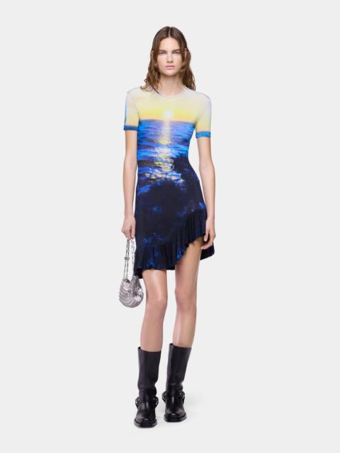 MINI DRESS IN SUNSET-PRINTED SECOND-SKIN JERSEY
