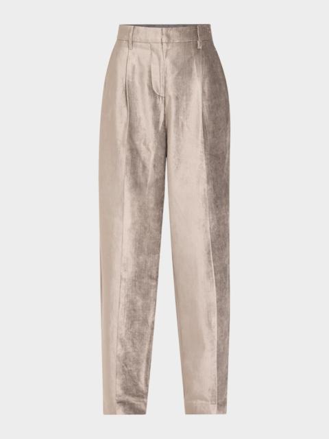Sleek Velvet Loose Straight Pants