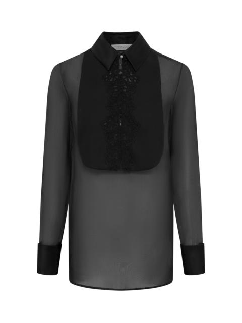 Oriana Lace Blouse in Black Silk Organza