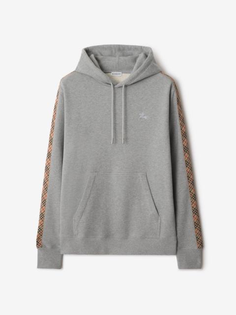 Check Trim Cotton Hoodie