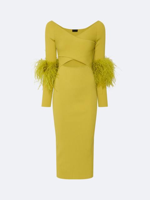 Matte Viscose Cross Front Dress With Feathers