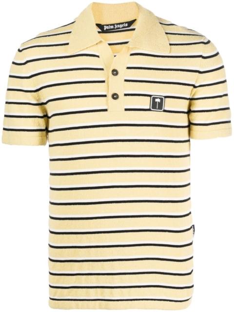 logo-patch striped terry polo shirt