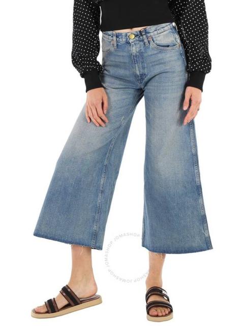 Gucci Ladies Blue Denim Pants With Patches, Waist Size 23"