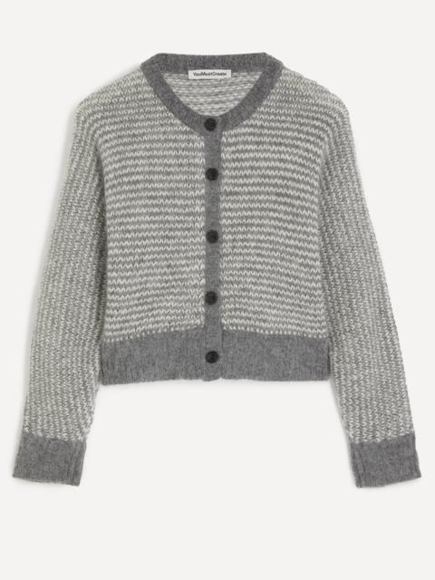 Foxtail Grey Stripe Merino Wool Cardigan