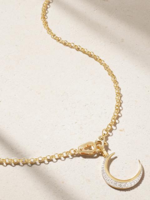 Medium Belcher Sister Hook Crescent 18-karat Gold Diamond Necklace