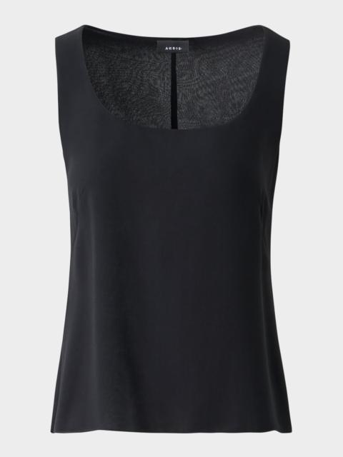 Scoop-Neck Silk Georgette Tank Top