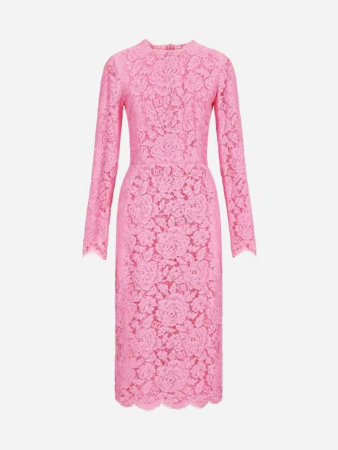 Branded floral cordonetto lace sheath dress