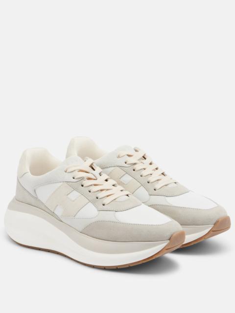 H696 suede and leather platform sneakers