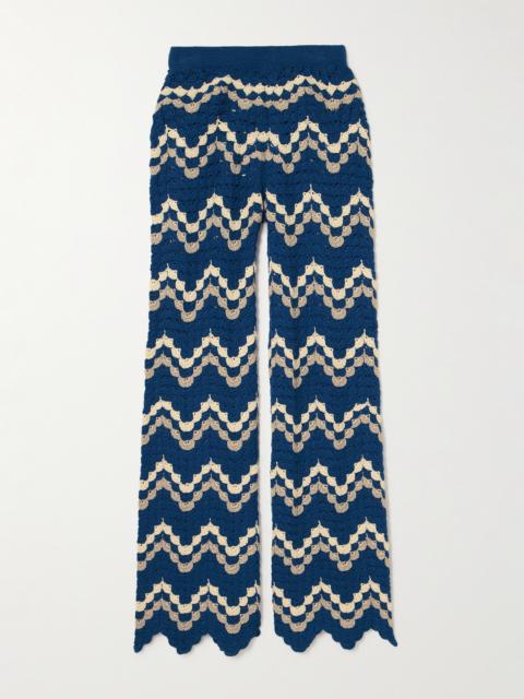 Safi Scalloped Crocheted Organic Cotton Bootcut Pants