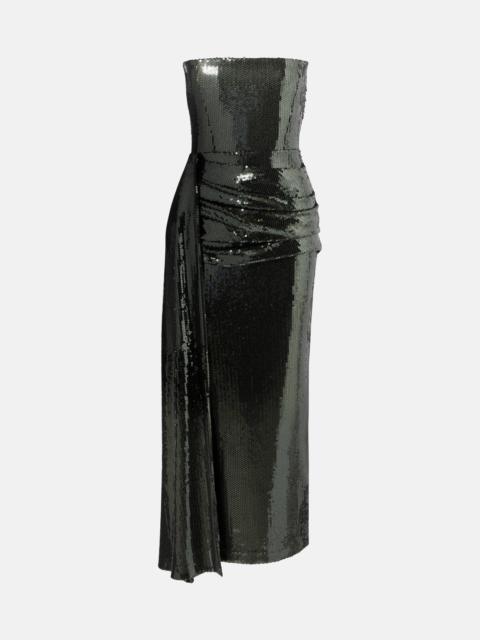 Draped sequined corset dress