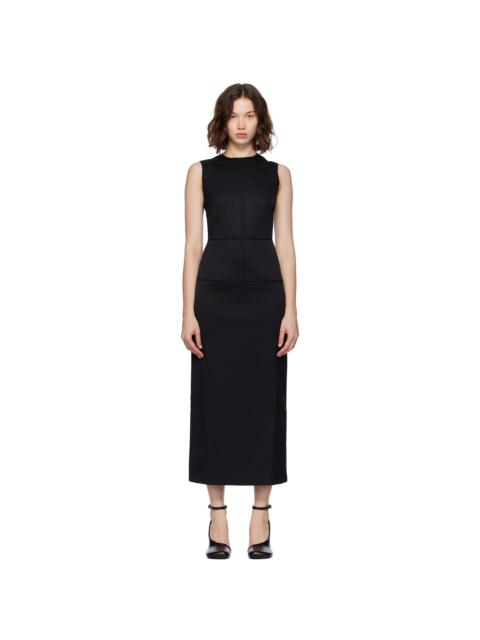 Black Tailoring Wool Maxi Dress
