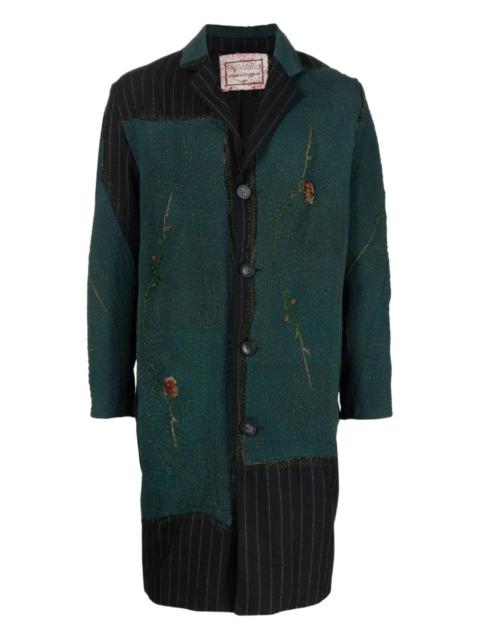 patchwork button-up coat