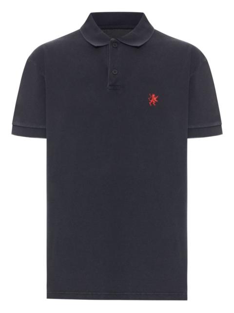 lion-embroidered piqué polo shirt