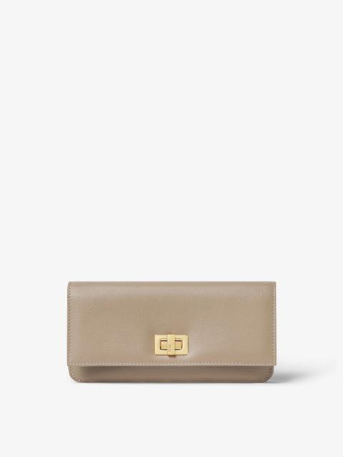 Fendi Way Continental Dove gray and light blue leather wallet