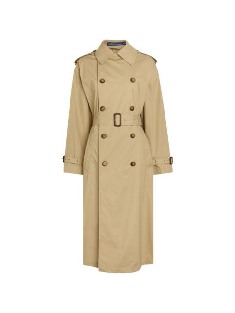 double-breasted belted trench coat