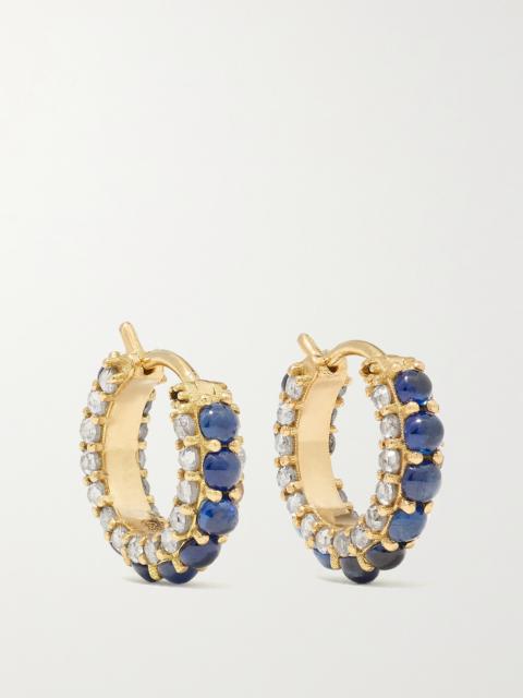 Streamflow 18-karat Gold, Sapphire And Diamond Hoop Earrings