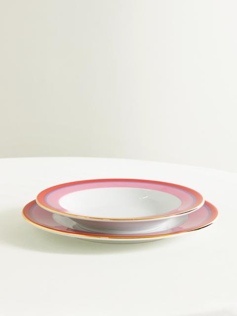 Gold-plated Porcelain Soup And Dinner Plate Set