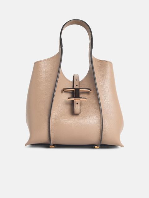 T TIMELESS MINI SHOPPING BAG IN BEIGE LEATHER