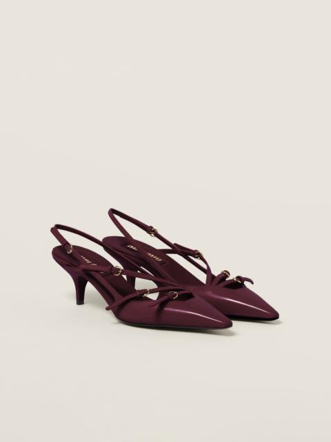Patent leather slingbacks with buckles