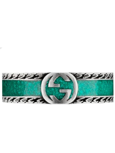 Gucci Ring With Interlocking G Turquoise Enamel Silver