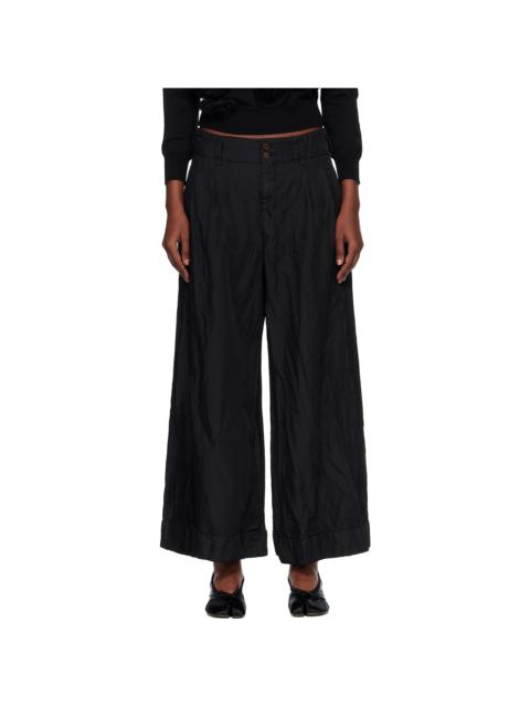 Black Twill Garment Dyed Trousers