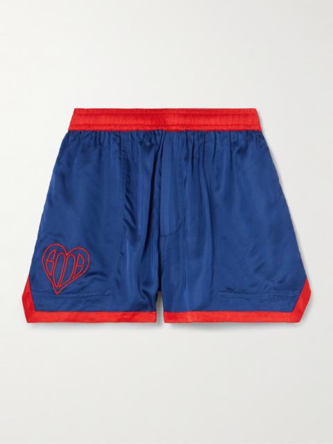 Embroidered Two-tone Satin Shorts