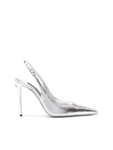 120mm metallic snakeskin pumps