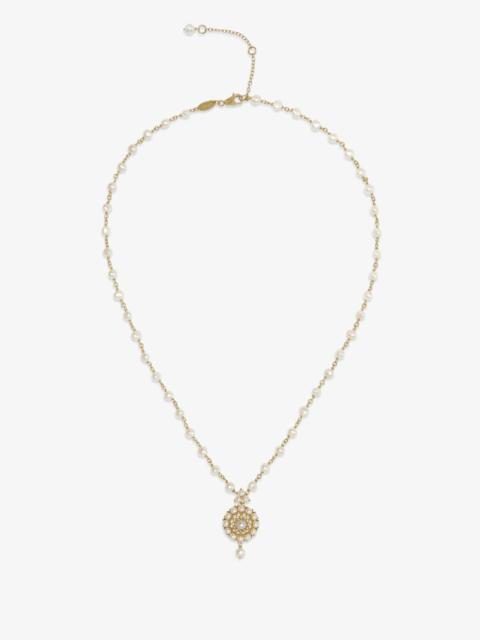 Romance necklace in yellow gold with pearls