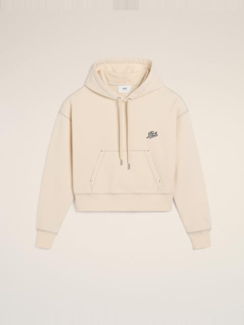BEIGE COTTON HOODIE AMI SIGNATURE