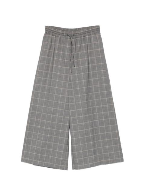 drawstring check-pattern trousers