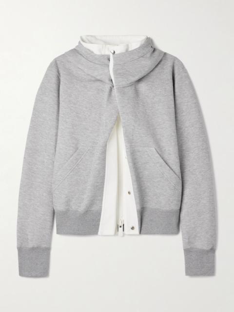 Paneled cotton-canvas and cotton-blend jersey hoodie Light gray
