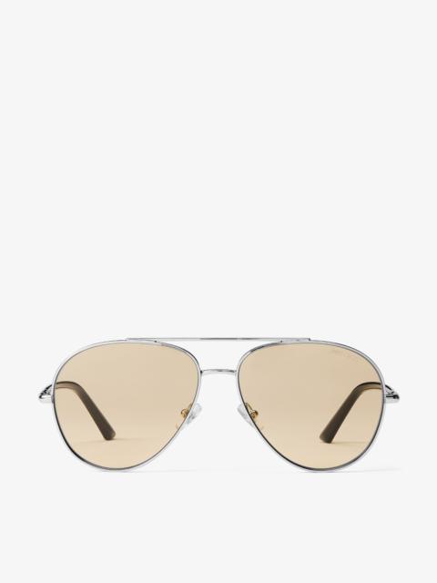 Astor
Silver and Light Yellow Metal Aviator Sunglasses