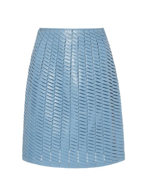 Woven Leather Mini Skirt blue